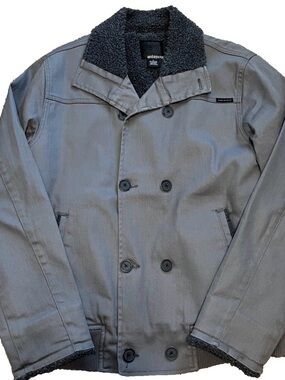 Vintage Ambig Gray Stretch Denim Double buttoned Men’s lined coat